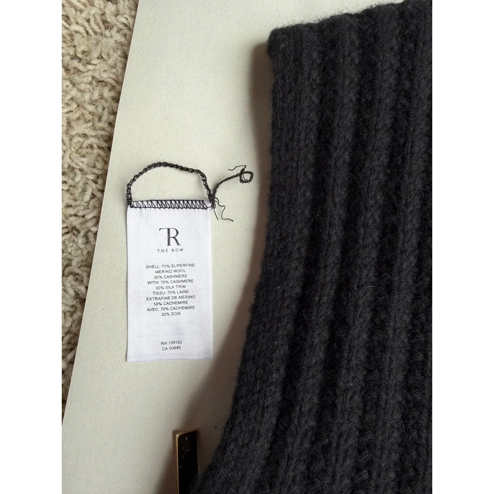 The Row Cashmere Merino Ribbed Side Zip Sweater Vest Black Made in USA M